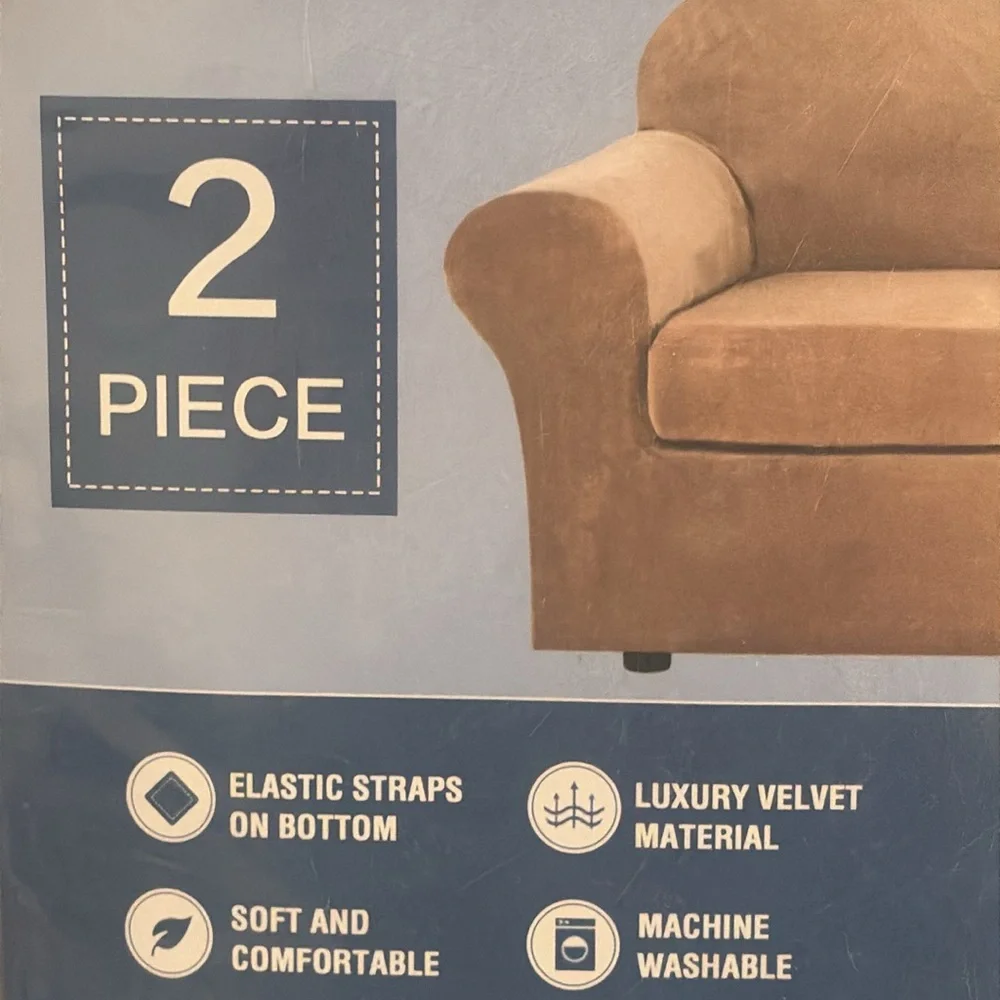 H.  Versailtex Blue velvet furniture cover 2 piece